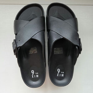 NWT Mix No. 6 Katee Black Crisscross Slide Sandals SZ 9W Medium Width